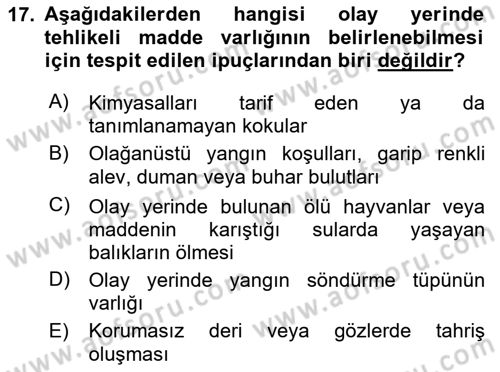 Acil Çağrı Yönetimi Dersi 2024 - 2025 Yılı Yaz Okulu Sınav Soruları 17. Soru