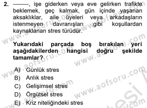 Acil Çağrı Yönetimi Dersi 2024 - 2025 Yılı Yaz Okulu Sınav Soruları 2. Soru