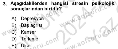 Acil Çağrı Yönetimi Dersi 2024 - 2025 Yılı Yaz Okulu Sınav Soruları 3. Soru