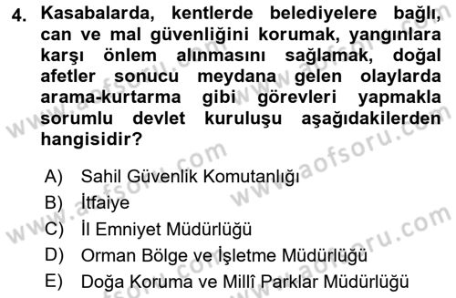 Acil Çağrı Yönetimi Dersi 2024 - 2025 Yılı Yaz Okulu Sınav Soruları 4. Soru