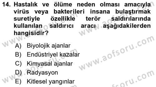 Acil Çağrı Yönetimi Dersi 2025 - 2026 Yılı (Final) Dönem Sonu Sınav Soruları 14. Soru
