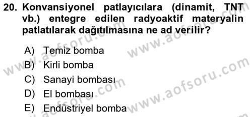 Acil Çağrı Yönetimi Dersi 2025 - 2026 Yılı Yaz Okulu Sınav Soruları 20. Soru
