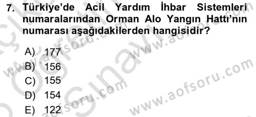 Acil Çağrı Yönetimi Dersi 2025 - 2026 Yılı Yaz Okulu Sınav Soruları 7. Soru