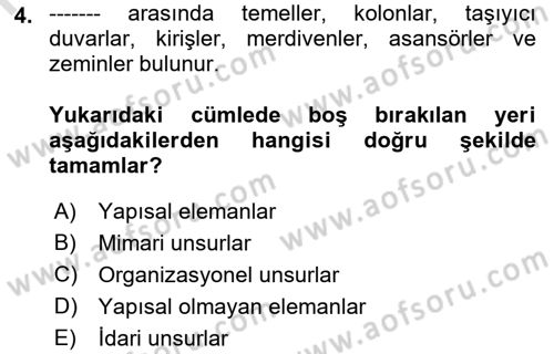 Afet Yönetiminde Sağlık Hizmetleri Dersi 2022 - 2023 Yılı (Final) Dönem Sonu Sınavı 4. Soru