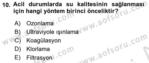 Afet Yönetiminde Sağlık Hizmetleri Dersi 2024 - 2025 Yılı (Vize) Ara Sınavı 10. Soru