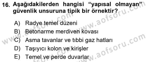Afet Yönetiminde Sağlık Hizmetleri Dersi 2025 - 2026 Yılı (Vize) Ara Sınav Soruları 16. Soru