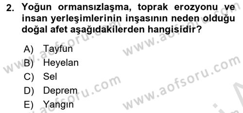 Afet Yönetiminde Sağlık Hizmetleri Dersi 2025 - 2026 Yılı Yaz Okulu Sınav Soruları 2. Soru