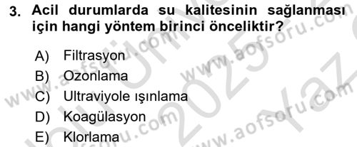Afet Yönetiminde Sağlık Hizmetleri Dersi 2025 - 2026 Yılı Yaz Okulu Sınav Soruları 3. Soru
