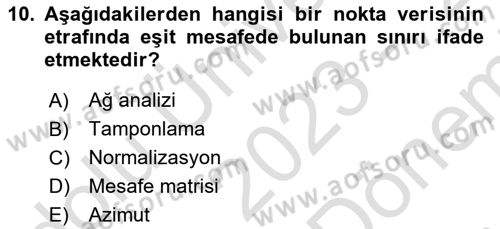Veri Analizi Ve Değerlendirme Dersi 2023 - 2024 Yılı (Final) Dönem Sonu Sınav Soruları 10. Soru