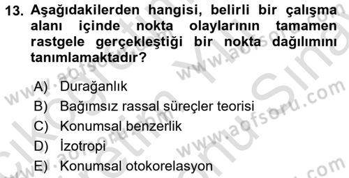 Veri Analizi Ve Değerlendirme Dersi 2023 - 2024 Yılı (Final) Dönem Sonu Sınav Soruları 13. Soru