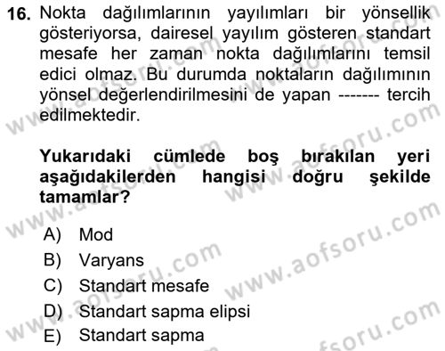 Veri Analizi Ve Değerlendirme Dersi 2023 - 2024 Yılı (Final) Dönem Sonu Sınav Soruları 16. Soru