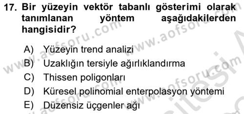 Veri Analizi Ve Değerlendirme Dersi 2023 - 2024 Yılı (Final) Dönem Sonu Sınav Soruları 17. Soru