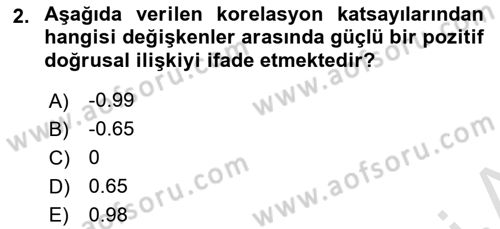 Veri Analizi Ve Değerlendirme Dersi 2023 - 2024 Yılı (Final) Dönem Sonu Sınav Soruları 2. Soru