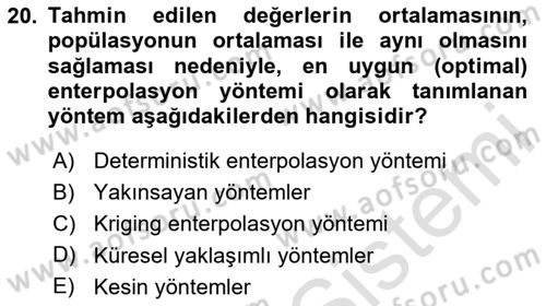 Veri Analizi Ve Değerlendirme Dersi 2023 - 2024 Yılı (Final) Dönem Sonu Sınav Soruları 20. Soru