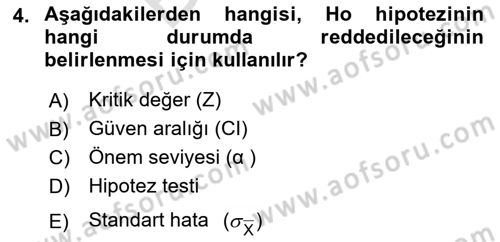 Veri Analizi Ve Değerlendirme Dersi 2023 - 2024 Yılı (Final) Dönem Sonu Sınav Soruları 4. Soru