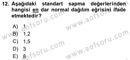 Veri Analizi Ve Değerlendirme Dersi 2024 - 2025 Yılı (Vize) Ara Sınav Soruları 12. Soru