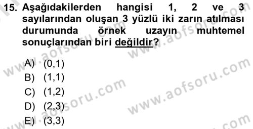 Veri Analizi Ve Değerlendirme Dersi 2024 - 2025 Yılı (Vize) Ara Sınav Soruları 15. Soru