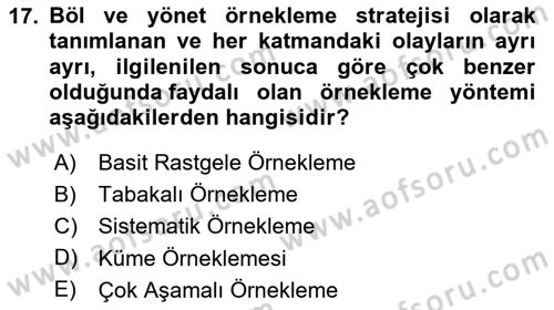 Veri Analizi Ve Değerlendirme Dersi 2024 - 2025 Yılı (Vize) Ara Sınav Soruları 17. Soru