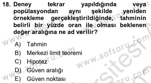 Veri Analizi Ve Değerlendirme Dersi 2024 - 2025 Yılı (Vize) Ara Sınav Soruları 18. Soru