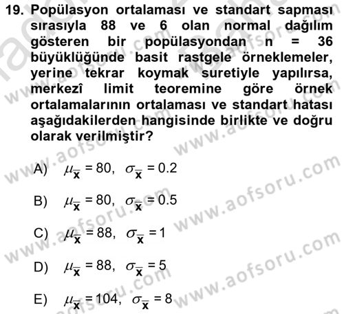 Veri Analizi Ve Değerlendirme Dersi 2024 - 2025 Yılı (Vize) Ara Sınav Soruları 19. Soru