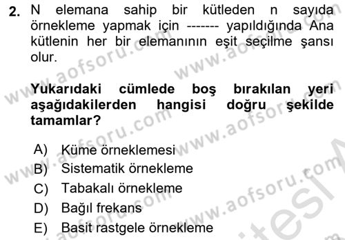 Veri Analizi Ve Değerlendirme Dersi 2024 - 2025 Yılı (Vize) Ara Sınav Soruları 2. Soru