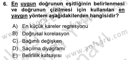 Veri Analizi Ve Değerlendirme Dersi 2024 - 2025 Yılı (Vize) Ara Sınav Soruları 6. Soru