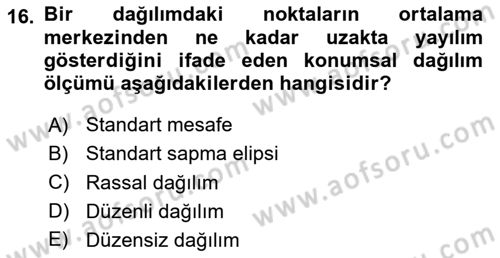 Veri Analizi Ve Değerlendirme Dersi 2024 - 2025 Yılı Yaz Okulu Sınav Soruları 16. Soru