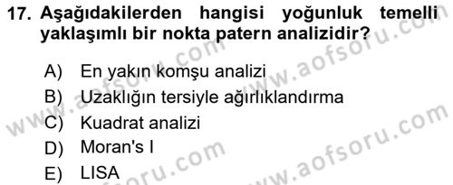 Veri Analizi Ve Değerlendirme Dersi Yaz Okulu Sınavı Deneme Sınav Soruları 17. Soru