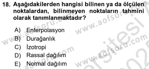Veri Analizi Ve Değerlendirme Dersi Yaz Okulu Sınavı Deneme Sınav Soruları 18. Soru