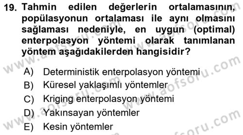 Veri Analizi Ve Değerlendirme Dersi 2024 - 2025 Yılı Yaz Okulu Sınav Soruları 19. Soru