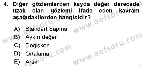Veri Analizi Ve Değerlendirme Dersi 2024 - 2025 Yılı Yaz Okulu Sınav Soruları 4. Soru