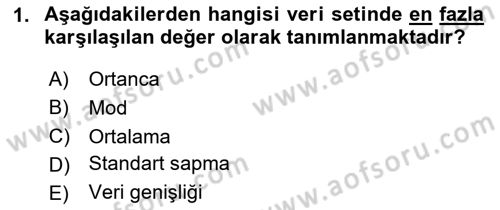 Veri Analizi Ve Değerlendirme Dersi 2025 - 2026 Yılı (Vize) Ara Sınav Soruları 1. Soru