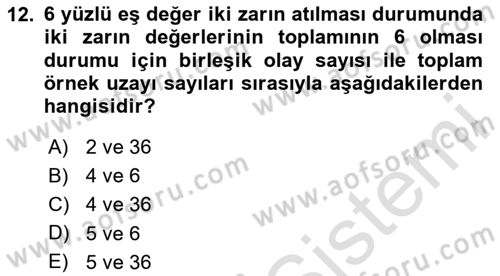 Veri Analizi Ve Değerlendirme Dersi 2025 - 2026 Yılı (Vize) Ara Sınav Soruları 12. Soru