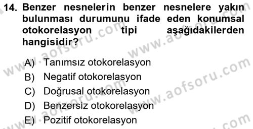 Veri Analizi Ve Değerlendirme Dersi 2025 - 2026 Yılı (Final) Dönem Sonu Sınav Soruları 14. Soru