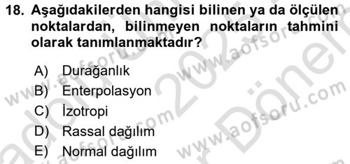 Veri Analizi Ve Değerlendirme Dersi 2025 - 2026 Yılı (Final) Dönem Sonu Sınav Soruları 18. Soru