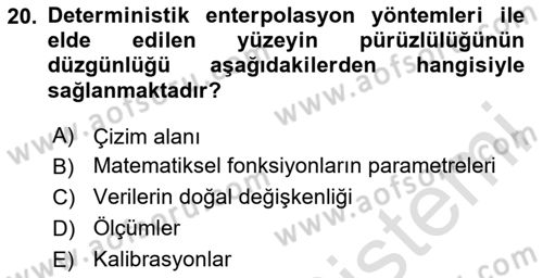 Veri Analizi Ve Değerlendirme Dersi 2025 - 2026 Yılı (Final) Dönem Sonu Sınav Soruları 20. Soru