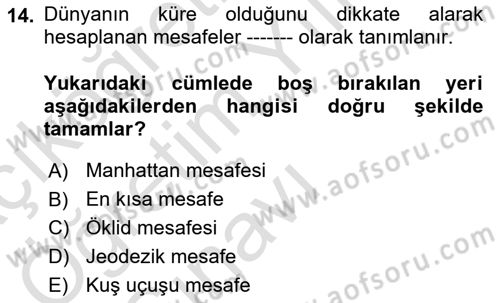 Veri Analizi Ve Değerlendirme Dersi 2025 - 2026 Yılı Yaz Okulu Sınav Soruları 14. Soru