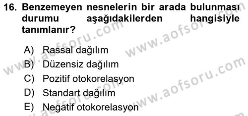 Veri Analizi Ve Değerlendirme Dersi 2025 - 2026 Yılı Yaz Okulu Sınav Soruları 16. Soru