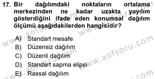 Veri Analizi Ve Değerlendirme Dersi 2025 - 2026 Yılı Yaz Okulu Sınav Soruları 17. Soru