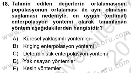 Veri Analizi Ve Değerlendirme Dersi 2025 - 2026 Yılı Yaz Okulu Sınav Soruları 18. Soru