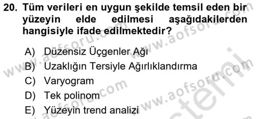 Veri Analizi Ve Değerlendirme Dersi 2025 - 2026 Yılı Yaz Okulu Sınav Soruları 20. Soru