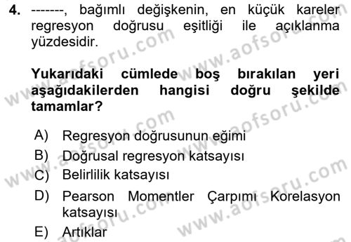 Veri Analizi Ve Değerlendirme Dersi 2025 - 2026 Yılı Yaz Okulu Sınav Soruları 4. Soru
