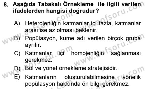 Veri Analizi Ve Değerlendirme Dersi 2025 - 2026 Yılı Yaz Okulu Sınav Soruları 8. Soru