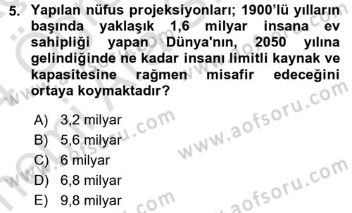 Sürdürülebilir Kentsel Dayanıklılık Dersi 2023 - 2024 Yılı (Vize) Ara Sınav Soruları 5. Soru
