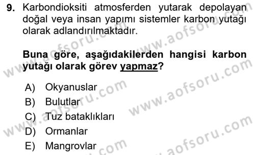 Sürdürülebilir Kentsel Dayanıklılık Dersi 2024 - 2025 Yılı (Final) Dönem Sonu Sınav Soruları 9. Soru