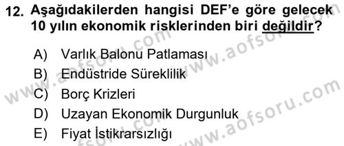 Sürdürülebilir Kentsel Dayanıklılık Dersi 2024 - 2025 Yılı Yaz Okulu Sınav Soruları 12. Soru