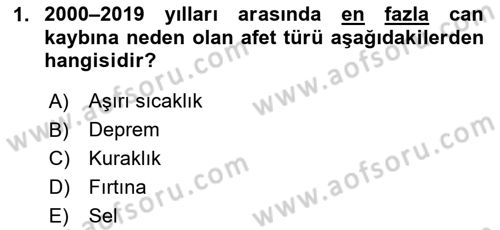 Sürdürülebilir Kentsel Dayanıklılık Dersi 2025 - 2026 Yılı (Vize) Ara Sınav Soruları 1. Soru