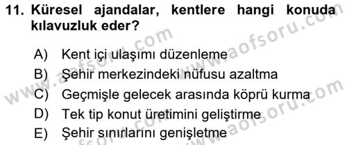 Sürdürülebilir Kentsel Dayanıklılık Dersi 2025 - 2026 Yılı (Vize) Ara Sınav Soruları 11. Soru