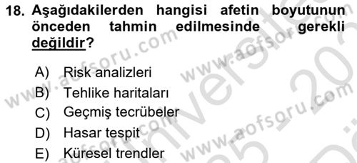 Sürdürülebilir Kentsel Dayanıklılık Dersi 2025 - 2026 Yılı (Vize) Ara Sınav Soruları 18. Soru