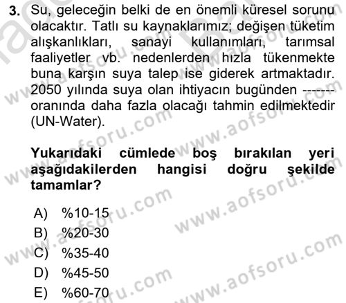 Sürdürülebilir Kentsel Dayanıklılık Dersi 2025 - 2026 Yılı (Vize) Ara Sınav Soruları 3. Soru